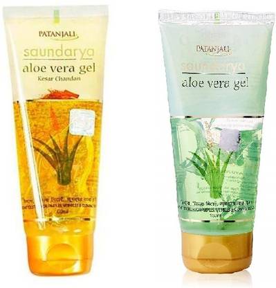 PATANJALI Saundarya Aloe Vera Gel & Kesar Chandan Gel (150 ML) - Pack of 2