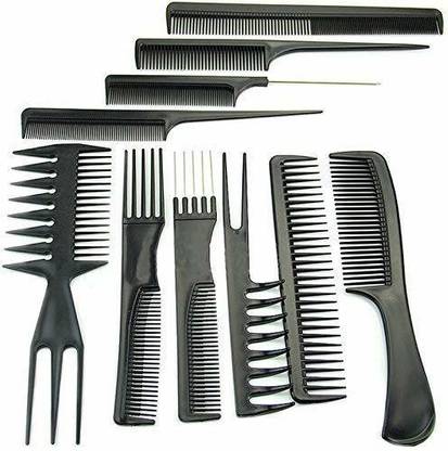 क्रियल Professional Hair Combs Salon Styling Tools Comb Kangi for smooth hair Styling Comb Kit (Set 10 Piece) (Black)