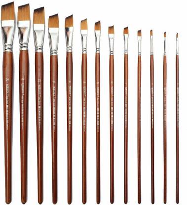 Rk Long Handle Angular Shaped Paint Brushes (Set of 13)
