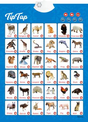 TipTap 41.58 cm 3D Sound Wall Chart Sticker Interactive Learning Birds and Animals Chart with Picture Blue Reusable Sticker