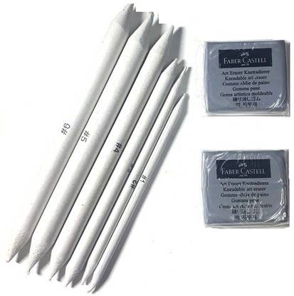 FABER-CASTELL KNEADABLE ERASER + BLENDER SET PACK OF 8