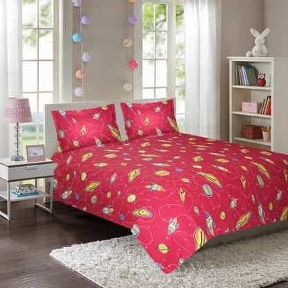 Miss & Chief Cotton Double Flat 144 TC Glow in the Dark Bedsheet