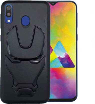 KASEZ Back Cover for Samsung Galaxy M20, (3D Feel Marvel Avenger Iron Man Logo Mask Flexible Rugged Matte Case)