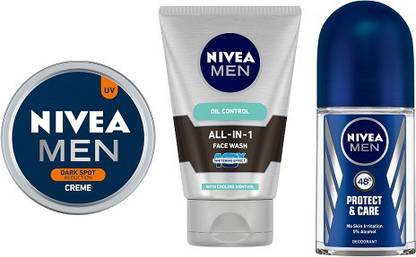 Nivea Men MEN Dark Spot Reduction Crme (150ml), All In One Face Wash (100ml), Prodtect & Care Roll On (50ml)