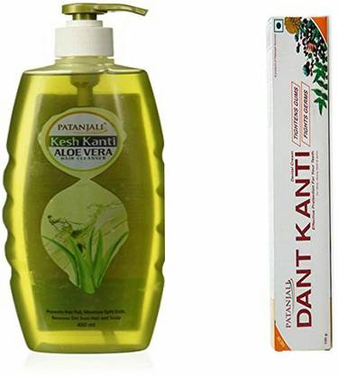 PATANJALI Natural Toothpaste & Aloevera Shampoo 450ml