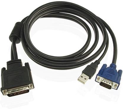TECHGEAR VGA Cable 1.8 m DVI M1-DA(30+5) Pin Male to Male 15Pin VGA + USB Adapter Connect Cable