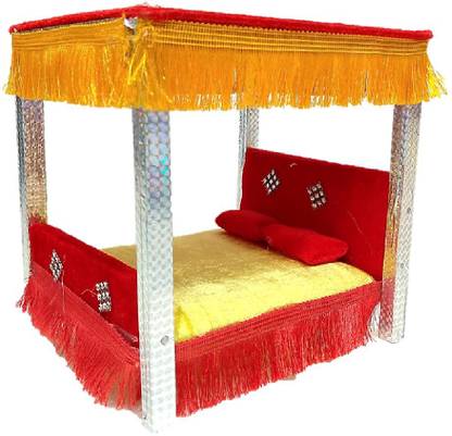 PAPU G SHAI SINGHASAN / BED FOR LADDU GOPAL JI, SIZE 0 TO 6 MEDIUM (RED/YELLOW) Jhula