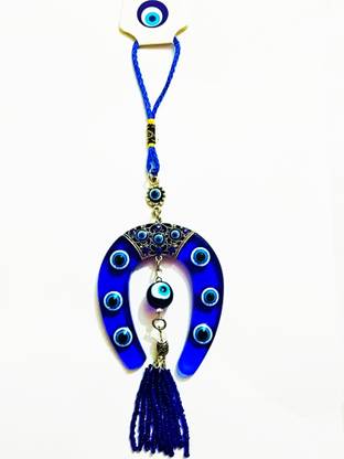 TANISHKA CREATIONS Horse Shoe Evil Eye For Home Protection , Increase Positivity & Reduce Negative Thoughts Decorative Showpiece  -  25 cm
