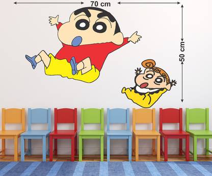 WALLDECORS 60.96 cm WALLDECOR CHINCHAN & HIMAWARI IMAGES Self Adhesive Sticker