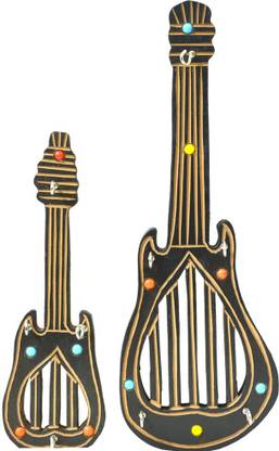 Santarms Set of 2 Guitar Shape Wood Key Holder