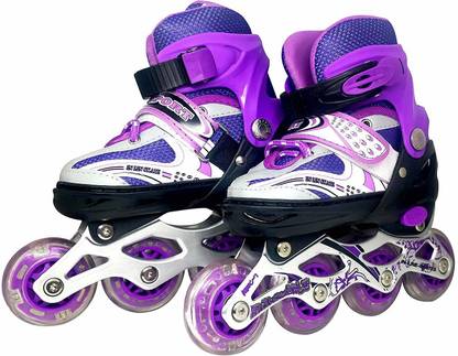 SOBERBIO 4 Wheeler Adjustable Purple Inline skate with break In-line Skates - Size 38-44 UK