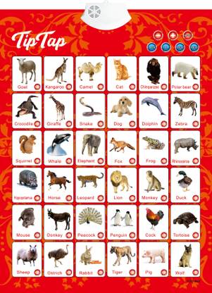 TipTap 41.58 cm 3D Sound Wall Chart Sticker Interactive Learning Birds and Animals with 3D Pictures Red Reusable Sticker