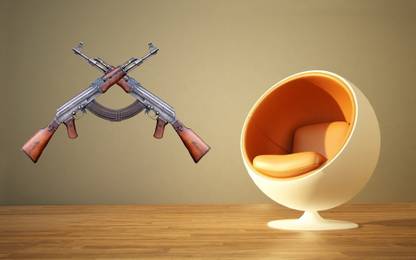AK WALL STICKERS 91 cm AK-47 MASHIN GUN WALL STICKER Self Adhesive Sticker