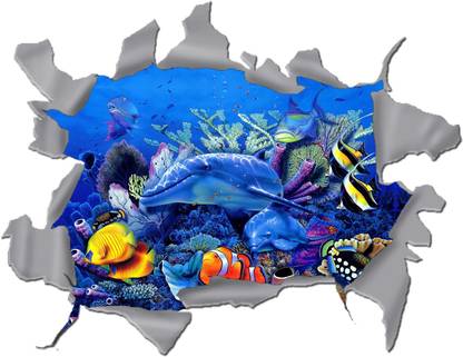 Impression Wall 53 cm Aquarium Crack Wall Self Adhesive Sticker