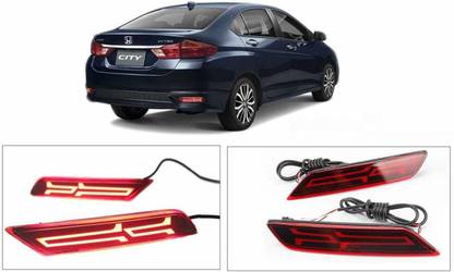 PRTEK Reflector Led Brake Light for Bumper(Rear/Back) Drl for Honda City 2017-2018 Arrow Design (with Brake Light Function)- Set of 2 Pcs with Wiring Car Reflector Light