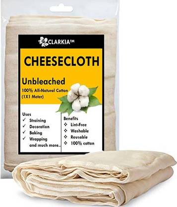 Clarkia Best Cheese Cloth, unbleached Muslin Cloth Paneer Dahi ka Kapda Off White Collapsible Strainer