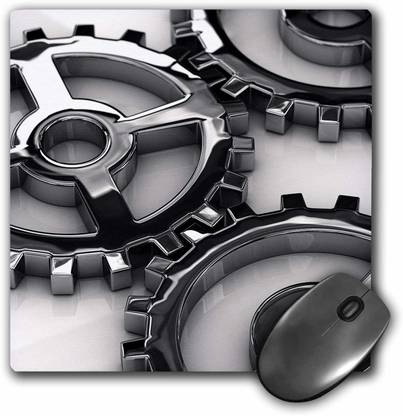 3dRose Metal gear gears chrome steel clockwork gearbox cog cogwheel cogs gearwheel sync teamwork concept Non Slip Base Mousepad
