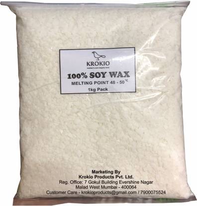 Krokio Soy Wax for Candle Making 1 kg - (100% Soy Wax Flakes High Grade) Wax Color