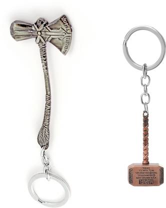 Gold Era Thor Axe New Hammer Keychain & Thor Small Hammer Key Chain