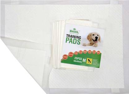 BASIL Puppy Training Pads 60 x 45cms with stick on for the floor, disposable puppy pad (25 Pieces, Small) Dog Pet Mat