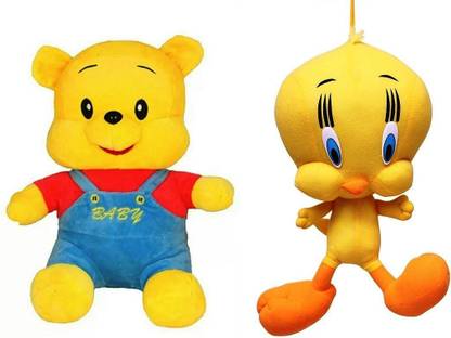 sushma fab Soft toys POOH TWEETY BIRD multi colour loveable hugable  - 30 cm