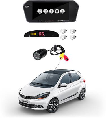 AYW AYW 7 inches Car Rear View Full HD Touch Mirror Mount Screen with Camera and white sensors for Tata LS Black, White LED