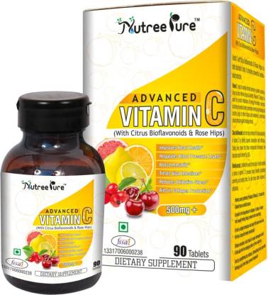 Nutree Pure Advanced Vitamin C With Citrus Bioflavonoids & Rose Hips, 90 Tablets