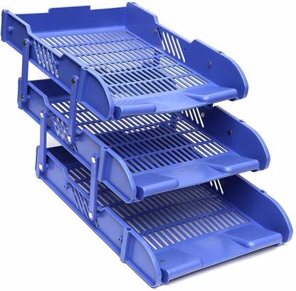 JOFIX 3 Compartments Plastic File Folder Paper Tray Rack For Office, School, Home