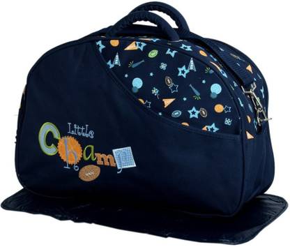 Ninos World Multi Embroidery and Print Diaper Bag with Diaper Changing Mat (Blue) Diaper Bag