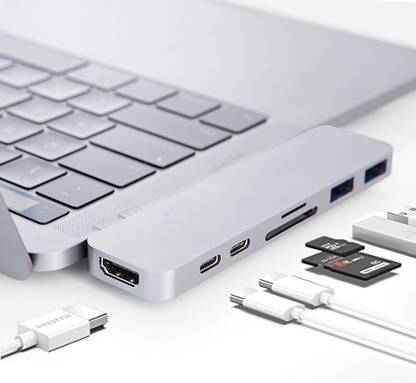 HyperDrive 7 in 2 DUO Thunderbolt 3 USB C hub GN-28B Silver USB Hub