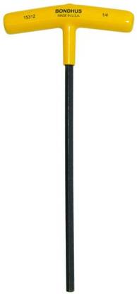 BONDHUS 15312 1/4" Hex T-Handle 9" Length Allen Key Set