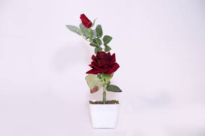 PINNACLE P-FV-01RedRose Red Rose Artificial Flower  with Pot