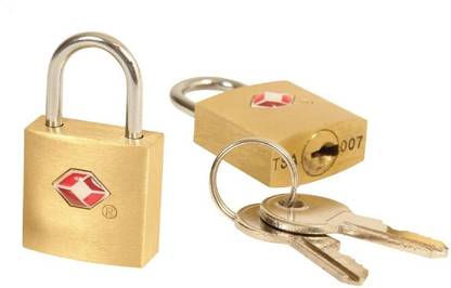 DOCOSS Set Of 2 -Brass USA TSA Approved With Keys Small Bag luggage Lock