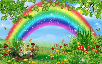 Rainbow Animation Scene Paper Print