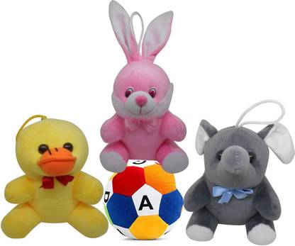 Natali Traders Stuffed Soft Toy With ABCD Soft Ball Combo For Kids/Girls/Babies - 7 inch