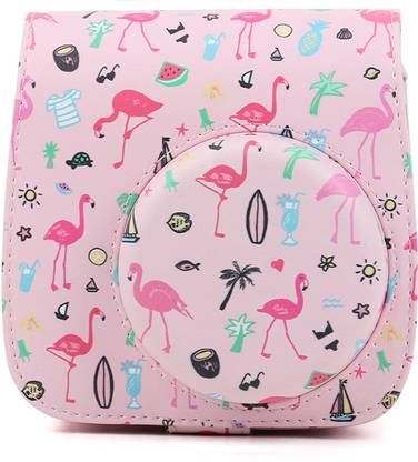SHOPIZONE PU Leather Camera Bag For Instax Mini 9/8/8+ Flamingo Pink Camera Bag  Camera Bag