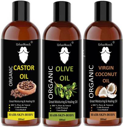UrbanMooch Castor Oil, Olive Oil & Coconut Oil For Hair Growth, Hair Oil