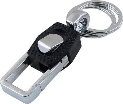 PAWSAM Double Ring Press Button Opening Hook Keychain for car & Bike || Man & Boys Keyring (Black) Key Chain