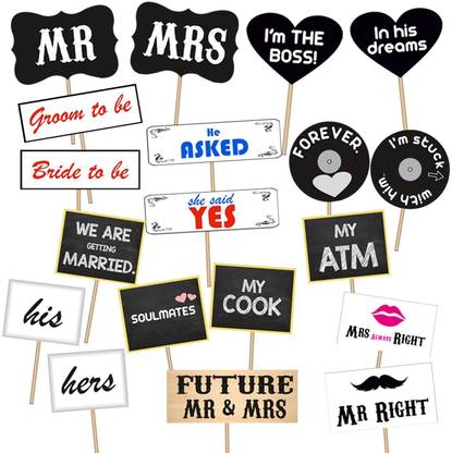 Party Propz Wedding Photo Booth Set of 19 Photo Booth Board