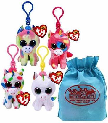 Ty Beanie Boos Clips (3") Unicorns Blitz Pixy Fantasia & Harmonie Gift Set Bundle  - 2 inch