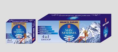 T series Bhakti Sagar Shiv Mahima 4 in 1 [Pack of 12] Rose, Sandal, Guggul, Woody Dhoop