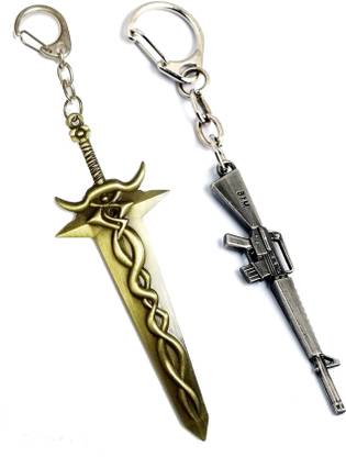 smart anime buy Set Of 2 Pcs League Of Legend Bahubali Sting Sword Toy And M16 Gun Metal Keyring Key Chain