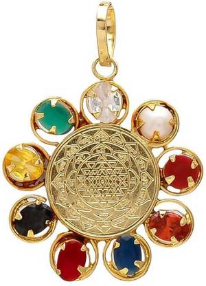 पेस्टोर SHREE YANTRA NAVRATNA Gold-plated मेटल पेंडेंट