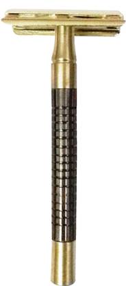 कोनिट हाई क्लास, डार्क ब्राउन नॉन स्लिपरी ग्रिप के साथ गोल्डन शाइनी ब्रास हैंडल, वेट (28 GM), हैंडल (1 CM), मेरेबल ब्लेड होल्डर डबल एज के साथ शानदार दिखने वाला ब्रास हैंडल सेफ्टी शेविंग रेजर