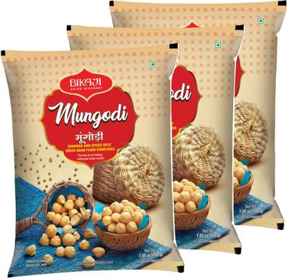 Bikaji Aslee Bikaneri Mungoli Badi - Moong Dal Mangodi - 400gm - (Pack of 3)