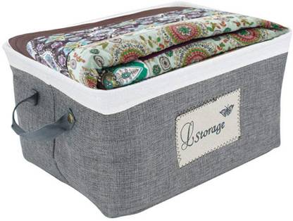 Smile Mom Jute Storage Basket Bin (Set of 2) with Handles, Foldable Organizer Storage Basket