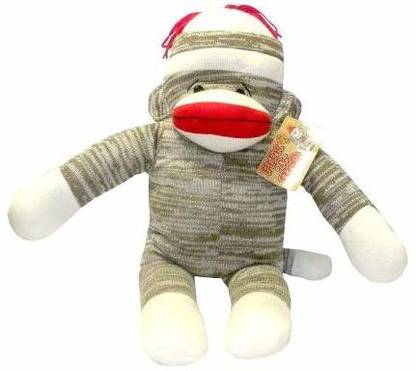 Playmaker Toys Peek-A-Boo Sock Monkey Plush Pillow 2-In-1 Great for Sleep Play or Travel  - 6.1 inch