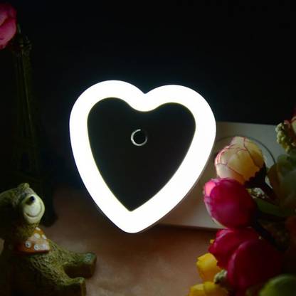 WORA Heart Shape romantic Love Light Sensor LED Plug-in Power pack of 2 Night Lamp