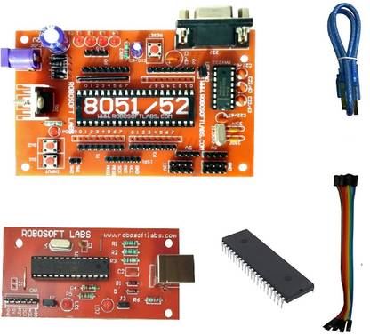 Robosoft Labs 8051 / 8052 Development Board with AT89S52, 232 IC & Usbasp Micro Controller Board Electronic Hobby Kit