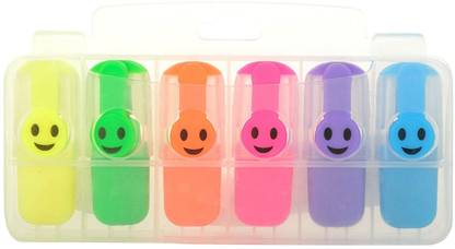 ShopNGift Mini Emoji Highlighter in 6 Colors Graffiti Marker Pen Highlighter Pen